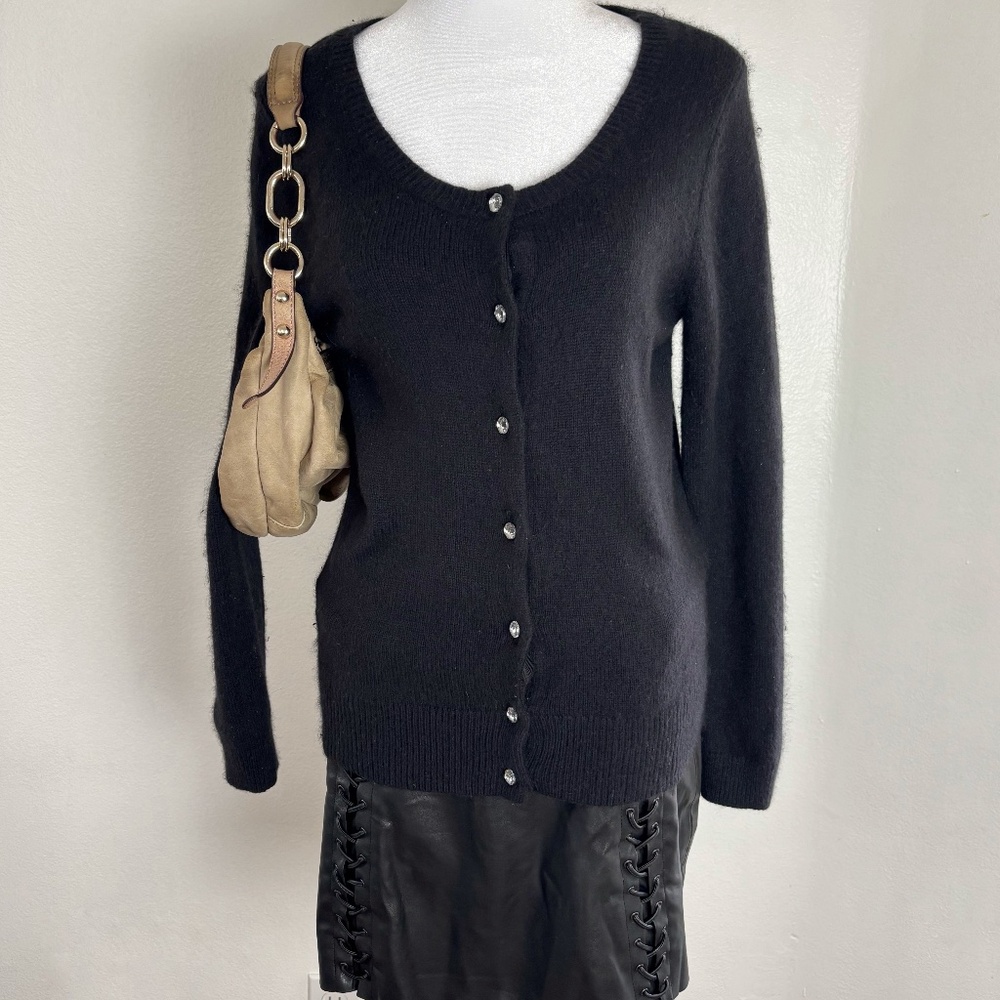 APT.9 Black Angora Blend Button-Up Cardigan – Size M